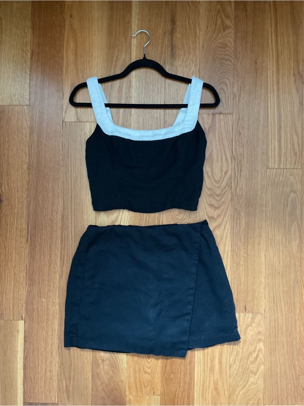 Abercrombie & Fitch Linen-Blend Color Block Top & Skort